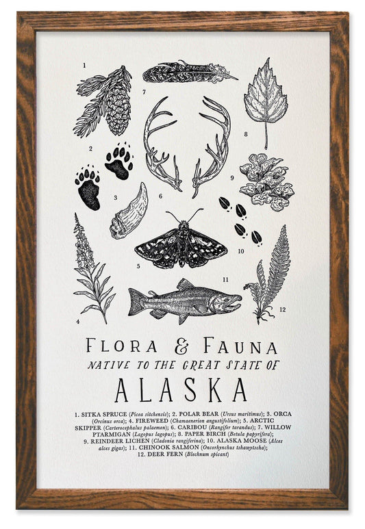 Alaska Field Guide Letterpress Print
