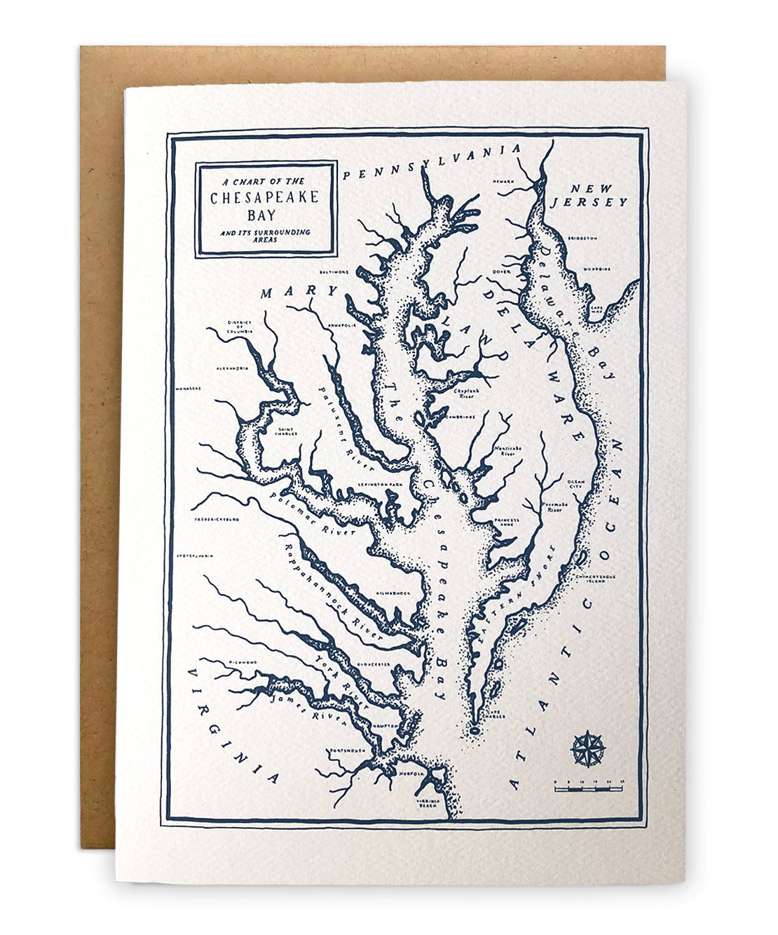Chesapeake Bay Map Greeting Card