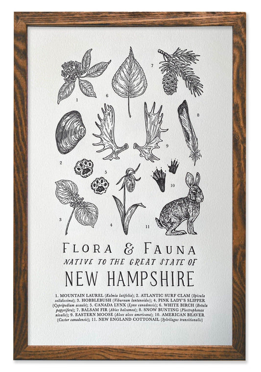 New Hampshire Field Guide Letterpress Print