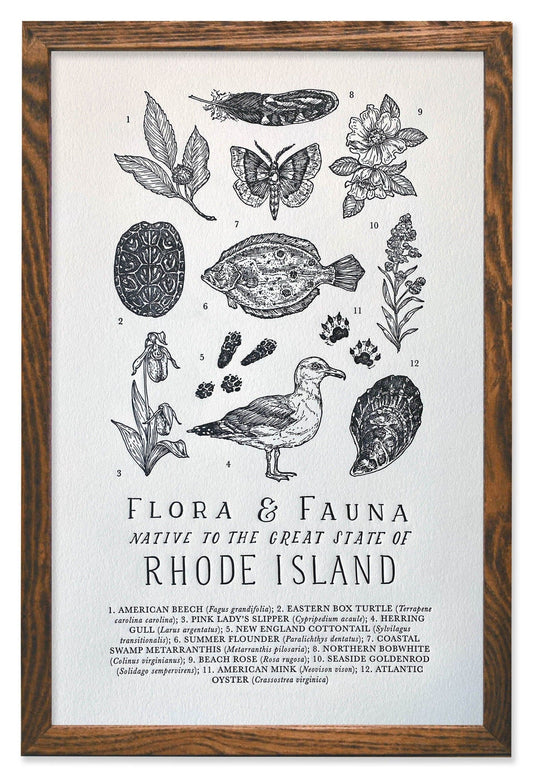 Rhode Island Field Guide Letterpress Print