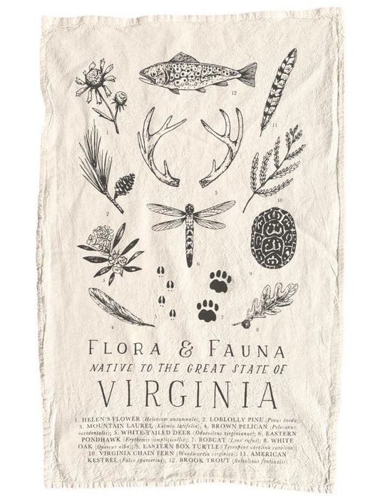 Field Guide to Virginia Flour Sack Tea Towel