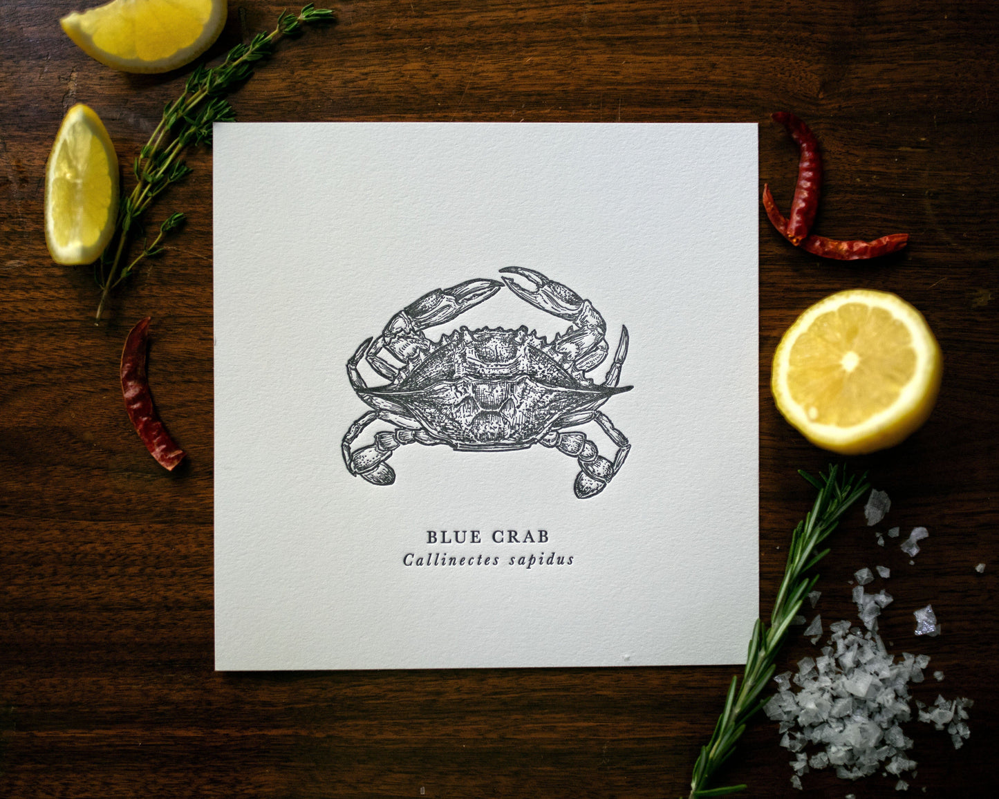 Blue Crab Letterpress Print