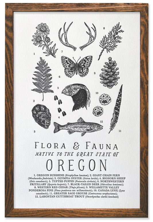 Oregon Field Guide Letterpress Print