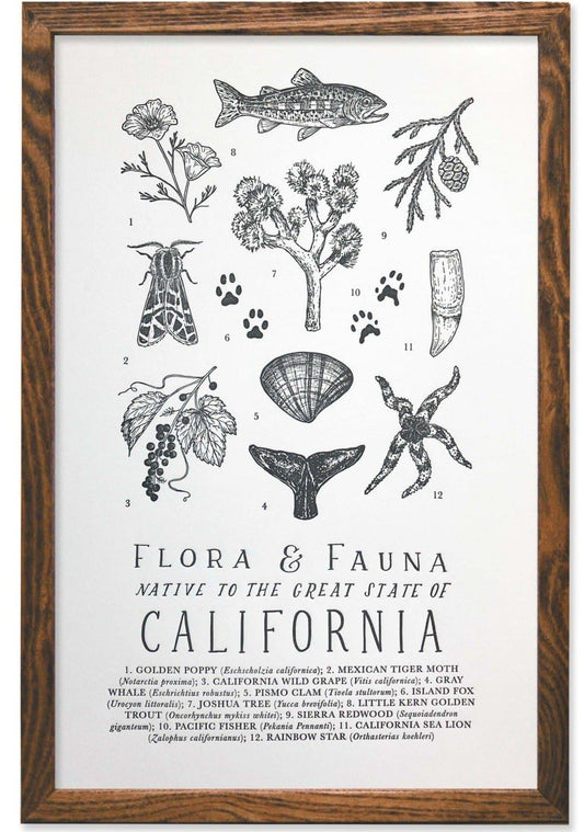 California Field Guide Letterpress Print