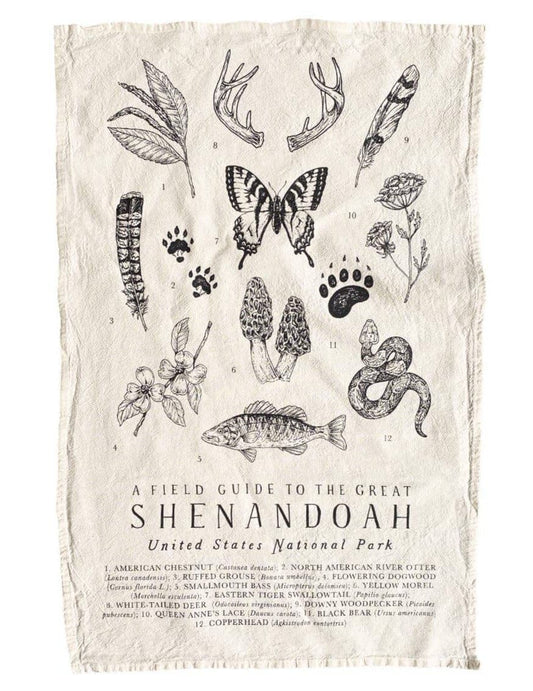 Field Guide to Shenandoah National Park Flour Sack Tea Towel